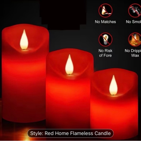 Elegant Red LED Flameless Candle Set - Picture 3 of 8